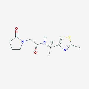 molecular formula C12H17N3O2S B6953363 N-[1-(2-methyl-1,3-thiazol-4-yl)ethyl]-2-(2-oxopyrrolidin-1-yl)acetamide 