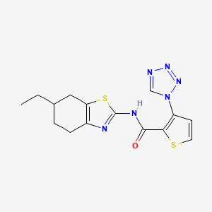 molecular formula C15H16N6OS2 B6953427 N-(6-ethyl-4,5,6,7-tetrahydro-1,3-benzothiazol-2-yl)-3-(tetrazol-1-yl)thiophene-2-carboxamide 