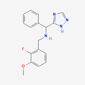 molecular formula C17H17FN4O B6953463 N-[(2-fluoro-3-methoxyphenyl)methyl]-1-phenyl-1-(1H-1,2,4-triazol-5-yl)methanamine 