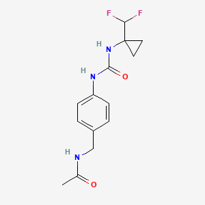 molecular formula C14H17F2N3O2 B6953592 N-[[4-[[1-(difluoromethyl)cyclopropyl]carbamoylamino]phenyl]methyl]acetamide 