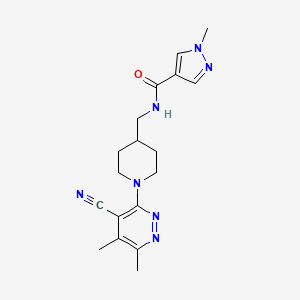 molecular formula C18H23N7O B6953742 N-[[1-(4-cyano-5,6-dimethylpyridazin-3-yl)piperidin-4-yl]methyl]-1-methylpyrazole-4-carboxamide 