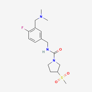 molecular formula C16H24FN3O3S B6953755 N-[[3-[(dimethylamino)methyl]-4-fluorophenyl]methyl]-3-methylsulfonylpyrrolidine-1-carboxamide 