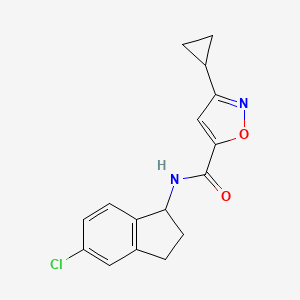 molecular formula C16H15ClN2O2 B6953774 N-(5-chloro-2,3-dihydro-1H-inden-1-yl)-3-cyclopropyl-1,2-oxazole-5-carboxamide 
