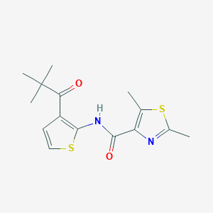 molecular formula C15H18N2O2S2 B6953788 N-[3-(2,2-dimethylpropanoyl)thiophen-2-yl]-2,5-dimethyl-1,3-thiazole-4-carboxamide 