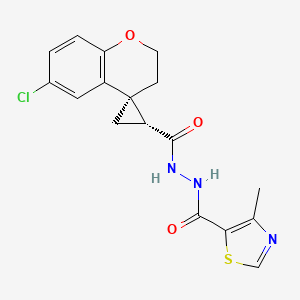 molecular formula C17H16ClN3O3S B6953863 N'-[(1'R,4S)-6-chlorospiro[2,3-dihydrochromene-4,2'-cyclopropane]-1'-carbonyl]-4-methyl-1,3-thiazole-5-carbohydrazide 