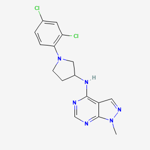 molecular formula C16H16Cl2N6 B6953941 N-[1-(2,4-dichlorophenyl)pyrrolidin-3-yl]-1-methylpyrazolo[3,4-d]pyrimidin-4-amine 