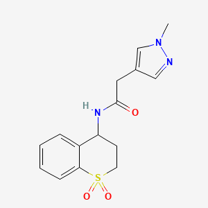 molecular formula C15H17N3O3S B6954024 N-(1,1-dioxo-3,4-dihydro-2H-thiochromen-4-yl)-2-(1-methylpyrazol-4-yl)acetamide 