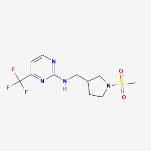 molecular formula C11H15F3N4O2S B6954136 N-[(1-methylsulfonylpyrrolidin-3-yl)methyl]-4-(trifluoromethyl)pyrimidin-2-amine 