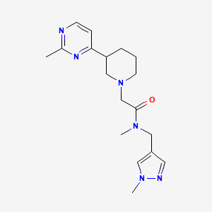 molecular formula C18H26N6O B6954190 N-methyl-N-[(1-methylpyrazol-4-yl)methyl]-2-[3-(2-methylpyrimidin-4-yl)piperidin-1-yl]acetamide 