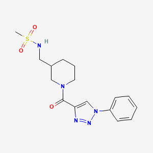 molecular formula C16H21N5O3S B6954296 N-[[1-(1-phenyltriazole-4-carbonyl)piperidin-3-yl]methyl]methanesulfonamide 