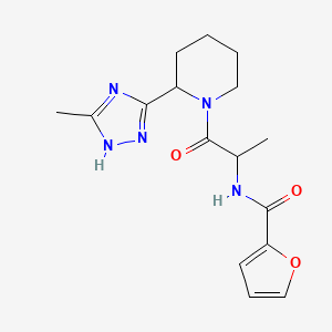 molecular formula C16H21N5O3 B6954345 N-[1-[2-(5-methyl-1H-1,2,4-triazol-3-yl)piperidin-1-yl]-1-oxopropan-2-yl]furan-2-carboxamide 