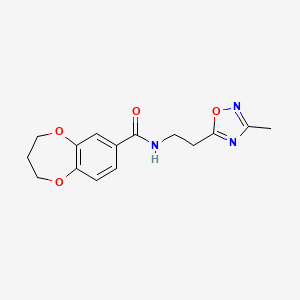 molecular formula C15H17N3O4 B6954408 N-[2-(3-methyl-1,2,4-oxadiazol-5-yl)ethyl]-3,4-dihydro-2H-1,5-benzodioxepine-7-carboxamide 