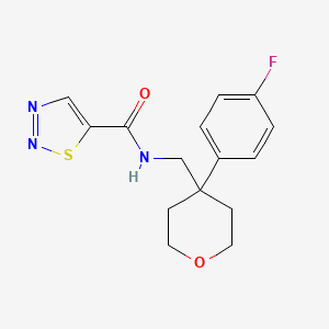 molecular formula C15H16FN3O2S B6954412 N-[[4-(4-fluorophenyl)oxan-4-yl]methyl]thiadiazole-5-carboxamide 