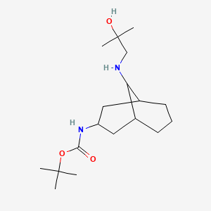 molecular formula C18H34N2O3 B6954469 tert-butyl N-[9-[(2-hydroxy-2-methylpropyl)amino]-3-bicyclo[3.3.1]nonanyl]carbamate 