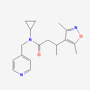 molecular formula C18H23N3O2 B6954477 N-cyclopropyl-3-(3,5-dimethyl-1,2-oxazol-4-yl)-N-(pyridin-4-ylmethyl)butanamide 