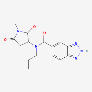 molecular formula C15H17N5O3 B6954524 N-(1-methyl-2,5-dioxopyrrolidin-3-yl)-N-propyl-2H-benzotriazole-5-carboxamide 