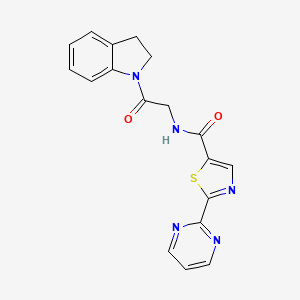 molecular formula C18H15N5O2S B6954665 N-[2-(2,3-dihydroindol-1-yl)-2-oxoethyl]-2-pyrimidin-2-yl-1,3-thiazole-5-carboxamide 