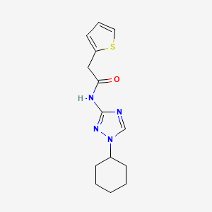 molecular formula C14H18N4OS B6954734 N-(1-cyclohexyl-1,2,4-triazol-3-yl)-2-thiophen-2-ylacetamide 