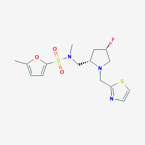molecular formula C15H20FN3O3S2 B6954747 N-[[(2S,4S)-4-fluoro-1-(1,3-thiazol-2-ylmethyl)pyrrolidin-2-yl]methyl]-N,5-dimethylfuran-2-sulfonamide 