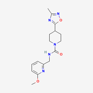molecular formula C16H21N5O3 B6954979 N-[(6-methoxypyridin-2-yl)methyl]-4-(3-methyl-1,2,4-oxadiazol-5-yl)piperidine-1-carboxamide 