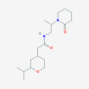 molecular formula C18H32N2O3 B6955024 N-[2-(2-oxopiperidin-1-yl)propyl]-2-(2-propan-2-yloxan-4-yl)acetamide 