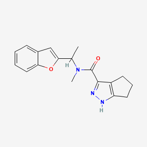 molecular formula C18H19N3O2 B6955108 N-[1-(1-benzofuran-2-yl)ethyl]-N-methyl-1,4,5,6-tetrahydrocyclopenta[c]pyrazole-3-carboxamide 