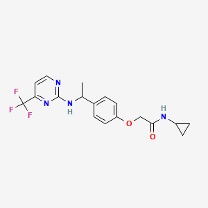 molecular formula C18H19F3N4O2 B6955155 N-cyclopropyl-2-[4-[1-[[4-(trifluoromethyl)pyrimidin-2-yl]amino]ethyl]phenoxy]acetamide 