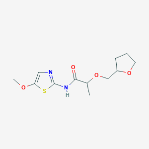 molecular formula C12H18N2O4S B6955347 N-(5-methoxy-1,3-thiazol-2-yl)-2-(oxolan-2-ylmethoxy)propanamide 