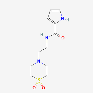 molecular formula C11H17N3O3S B6955354 N-[2-(1,1-dioxo-1,4-thiazinan-4-yl)ethyl]-1H-pyrrole-2-carboxamide 