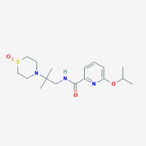 molecular formula C17H27N3O3S B6955375 N-[2-methyl-2-(1-oxo-1,4-thiazinan-4-yl)propyl]-6-propan-2-yloxypyridine-2-carboxamide 