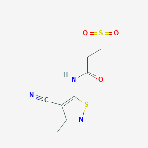 molecular formula C9H11N3O3S2 B6955387 N-(4-cyano-3-methyl-1,2-thiazol-5-yl)-3-methylsulfonylpropanamide 