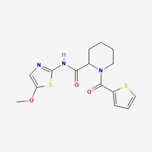 molecular formula C15H17N3O3S2 B6955390 N-(5-methoxy-1,3-thiazol-2-yl)-1-(thiophene-2-carbonyl)piperidine-2-carboxamide 