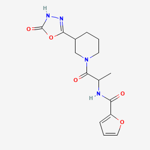 molecular formula C15H18N4O5 B6955450 N-[1-oxo-1-[3-(2-oxo-3H-1,3,4-oxadiazol-5-yl)piperidin-1-yl]propan-2-yl]furan-2-carboxamide 