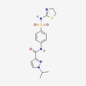 molecular formula C16H19N5O3S2 B6955478 N-[4-(4,5-dihydro-1,3-thiazol-2-ylsulfamoyl)phenyl]-1-propan-2-ylpyrazole-3-carboxamide 