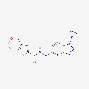 molecular formula C20H21N3O2S B6955596 N-[(1-cyclopropyl-2-methylbenzimidazol-5-yl)methyl]-6,7-dihydro-4H-thieno[3,2-c]pyran-2-carboxamide 