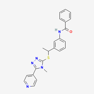 molecular formula C23H21N5OS B6955649 N-[3-[1-[(4-methyl-5-pyridin-4-yl-1,2,4-triazol-3-yl)sulfanyl]ethyl]phenyl]benzamide 