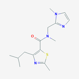 molecular formula C15H22N4OS B6955676 N,2-dimethyl-N-[(1-methylimidazol-2-yl)methyl]-4-(2-methylpropyl)-1,3-thiazole-5-carboxamide 
