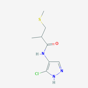 molecular formula C8H12ClN3OS B6955696 N-(5-chloro-1H-pyrazol-4-yl)-2-methyl-3-methylsulfanylpropanamide 