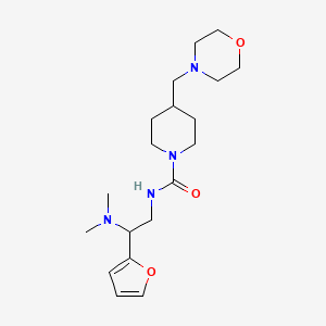 molecular formula C19H32N4O3 B6955725 N-[2-(dimethylamino)-2-(furan-2-yl)ethyl]-4-(morpholin-4-ylmethyl)piperidine-1-carboxamide 