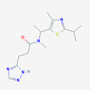 molecular formula C15H23N5OS B6955729 N-methyl-N-[1-(4-methyl-2-propan-2-yl-1,3-thiazol-5-yl)ethyl]-3-(1H-1,2,4-triazol-5-yl)propanamide 