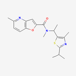 molecular formula C19H23N3O2S B6955769 N,5-dimethyl-N-[1-(4-methyl-2-propan-2-yl-1,3-thiazol-5-yl)ethyl]furo[3,2-b]pyridine-2-carboxamide 