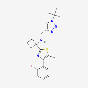molecular formula C21H26FN5S B6955787 N-[(1-tert-butyltriazol-4-yl)methyl]-1-[4-(2-fluorophenyl)-5-methyl-1,3-thiazol-2-yl]cyclobutan-1-amine 