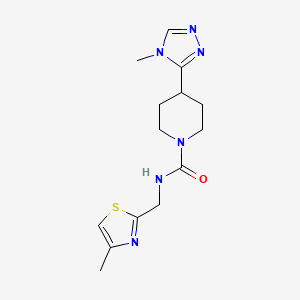molecular formula C14H20N6OS B6955805 N-[(4-methyl-1,3-thiazol-2-yl)methyl]-4-(4-methyl-1,2,4-triazol-3-yl)piperidine-1-carboxamide 