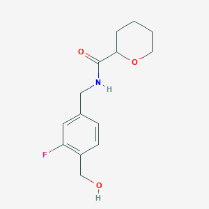 molecular formula C14H18FNO3 B6955879 N-[[3-fluoro-4-(hydroxymethyl)phenyl]methyl]oxane-2-carboxamide 
