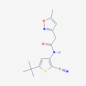 molecular formula C15H17N3O2S B6955916 N-(5-tert-butyl-2-cyanothiophen-3-yl)-2-(5-methyl-1,2-oxazol-3-yl)acetamide 