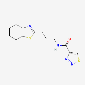 molecular formula C13H16N4OS2 B6955947 N-[3-(4,5,6,7-tetrahydro-1,3-benzothiazol-2-yl)propyl]thiadiazole-4-carboxamide 