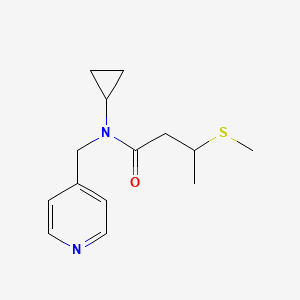 molecular formula C14H20N2OS B6955951 N-cyclopropyl-3-methylsulfanyl-N-(pyridin-4-ylmethyl)butanamide 