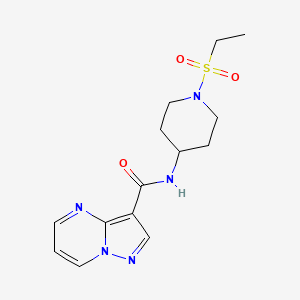 molecular formula C14H19N5O3S B6955954 N-(1-ethylsulfonylpiperidin-4-yl)pyrazolo[1,5-a]pyrimidine-3-carboxamide 