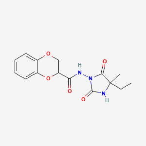 molecular formula C15H17N3O5 B6956022 N-(4-ethyl-4-methyl-2,5-dioxoimidazolidin-1-yl)-2,3-dihydro-1,4-benzodioxine-3-carboxamide 