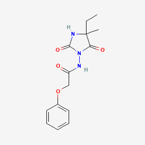 molecular formula C14H17N3O4 B6956034 N-(4-ethyl-4-methyl-2,5-dioxoimidazolidin-1-yl)-2-phenoxyacetamide 